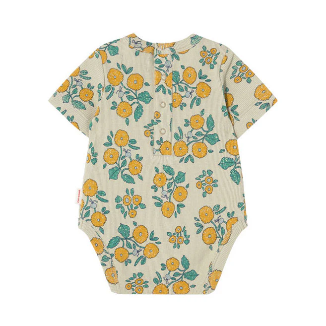 Tiny Cottons Dark Vanilla Flower Rib Bodysuit - Image 2