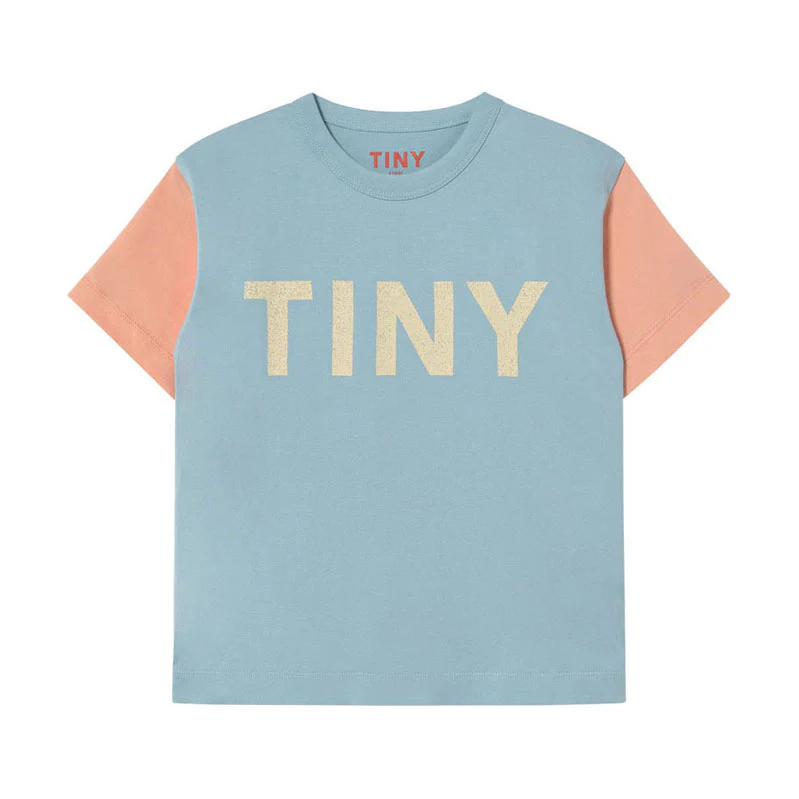 Tiny Cottons Dusty Blue Color Block Tee
