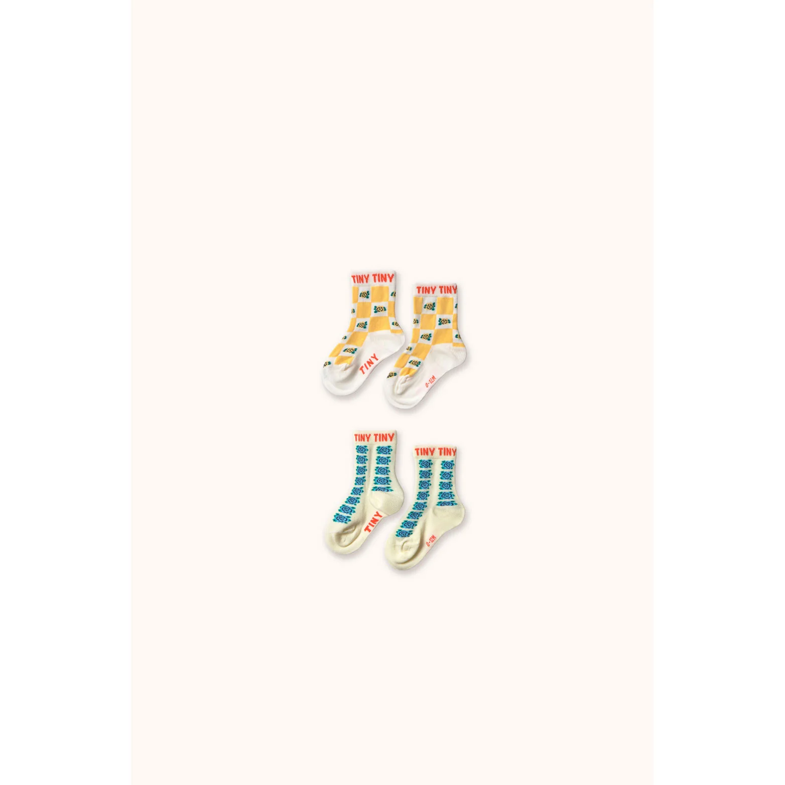 Tiny Cottons Dusty Yellow/Off-White Flowers Medium Socks