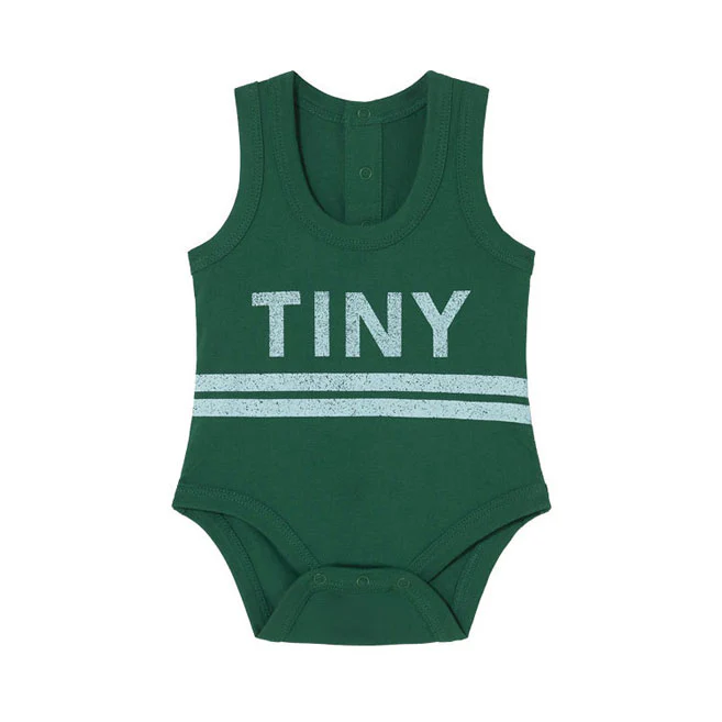 Tiny Cottons Emerald Stripes Logo  Bodysuit