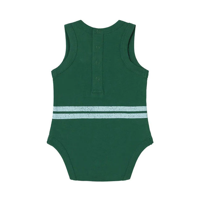 Tiny Cottons Emerald Stripes Logo Bodysuit - Image 2