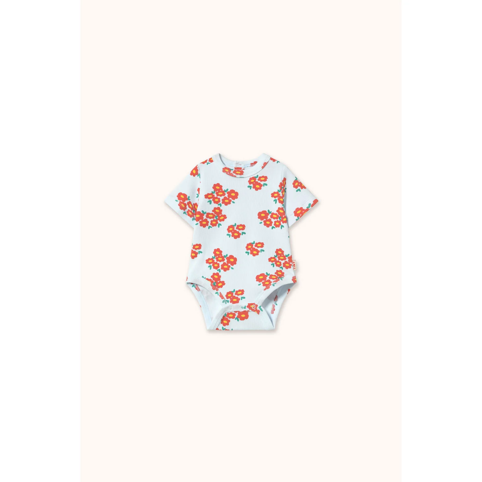 Tiny Cottons Ice Blue Blossoms Rib Bodysuit