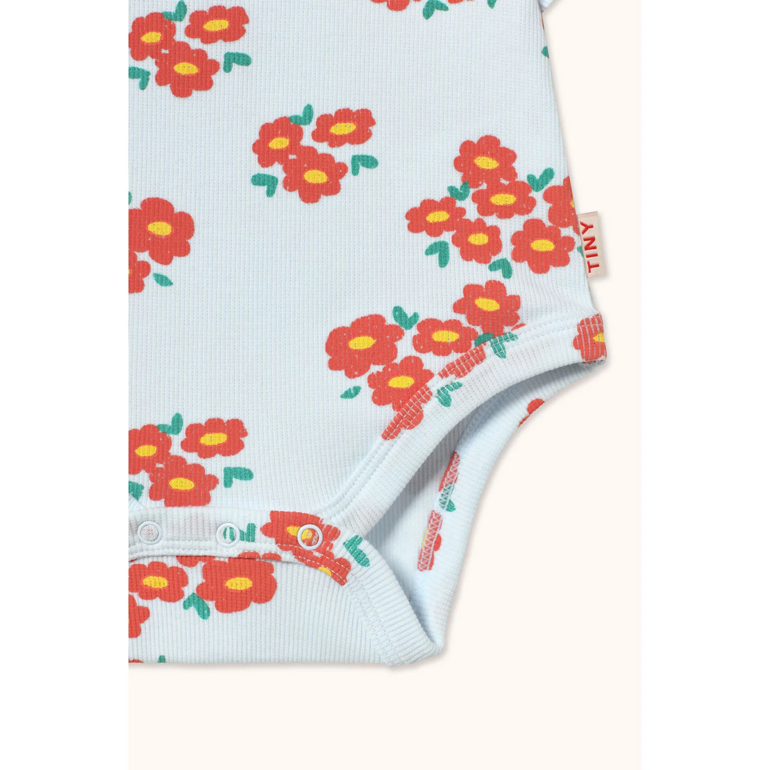 Tiny Cottons Ice Blue Blossoms Rib Bodysuit - Image 3