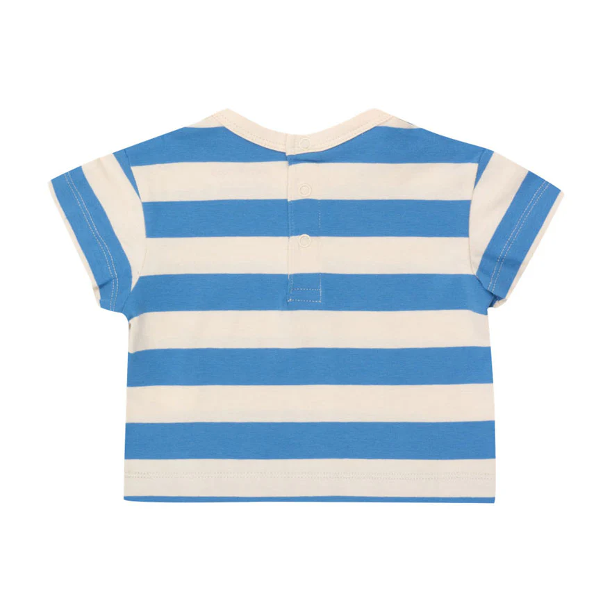 Tiny Cottons Light Cream/Azure Stripes Baby Tee - Image 2