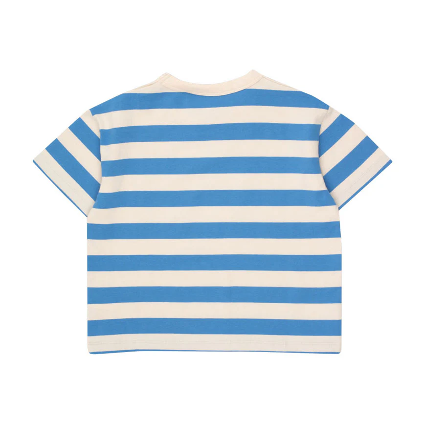 Tiny Cottons Light Cream/Azure Stripes Tee - Image 2