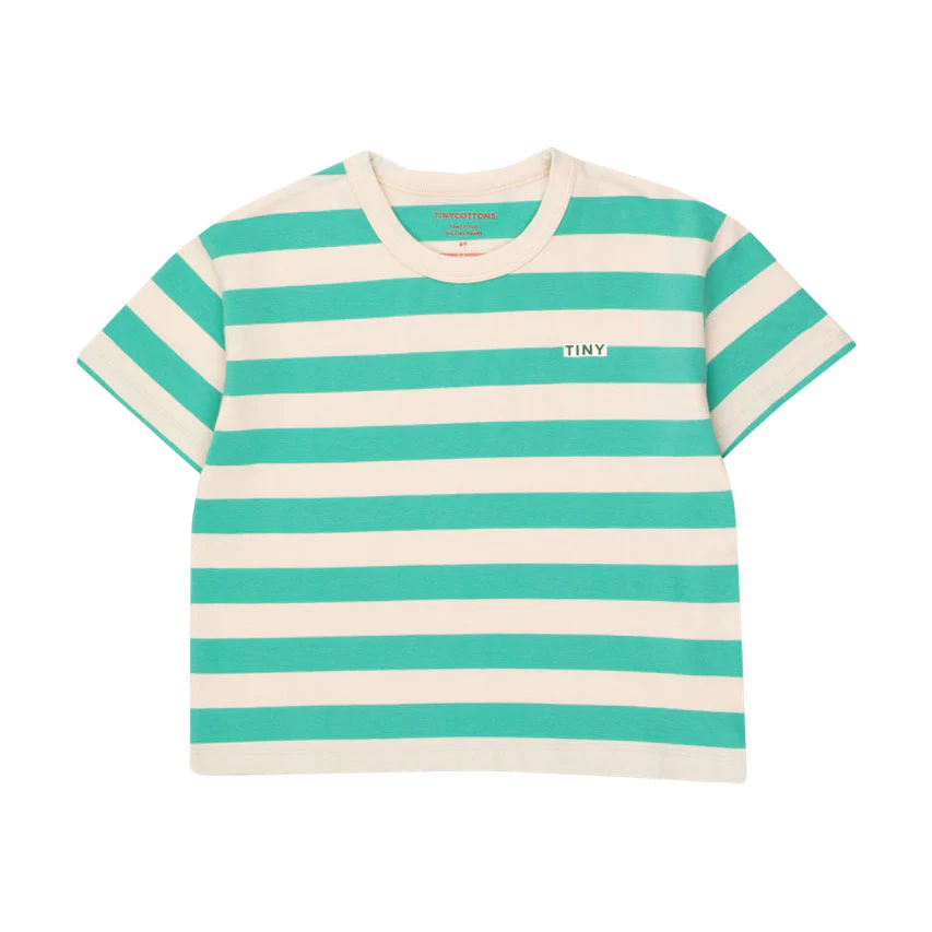 Tiny Cottons Light Cream/Emerald Stripes Tee