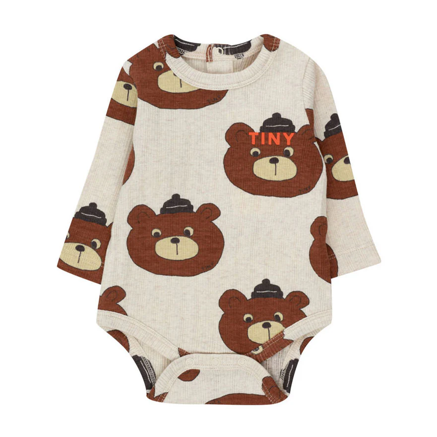 Tiny Cottons Light Cream Heather Bear Bodysuit