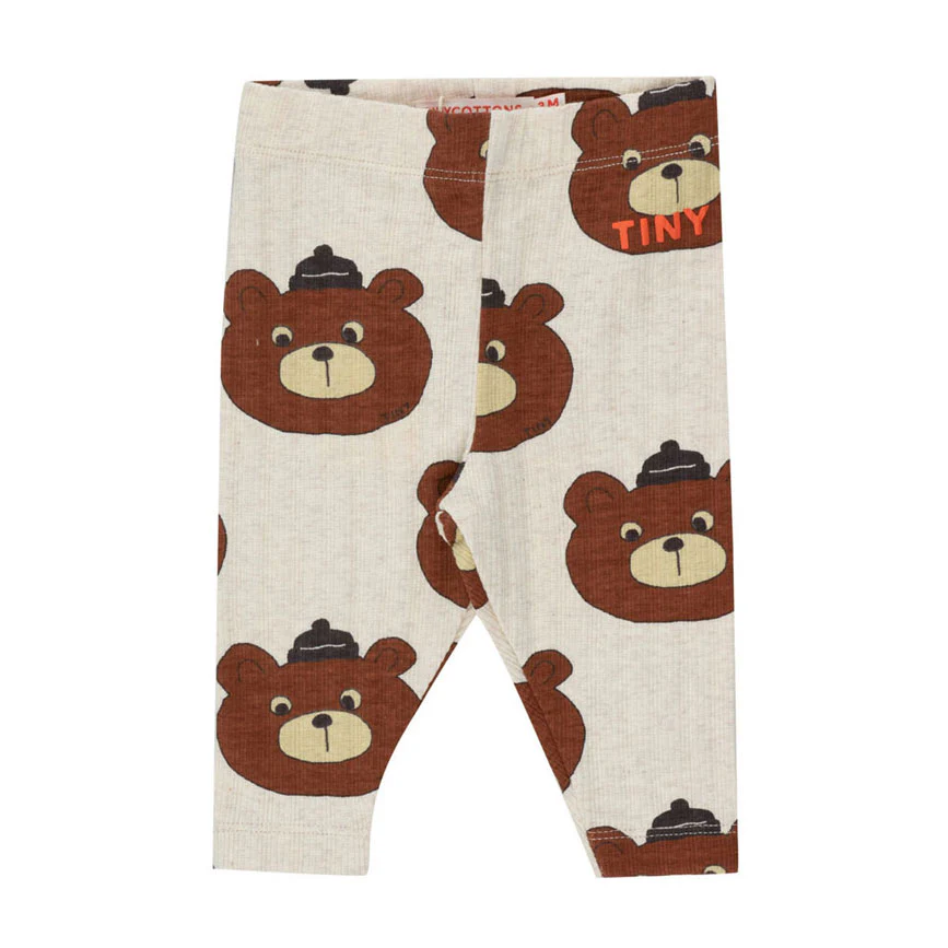 Tiny Cottons Light Cream Heather Bear Baby Leggings