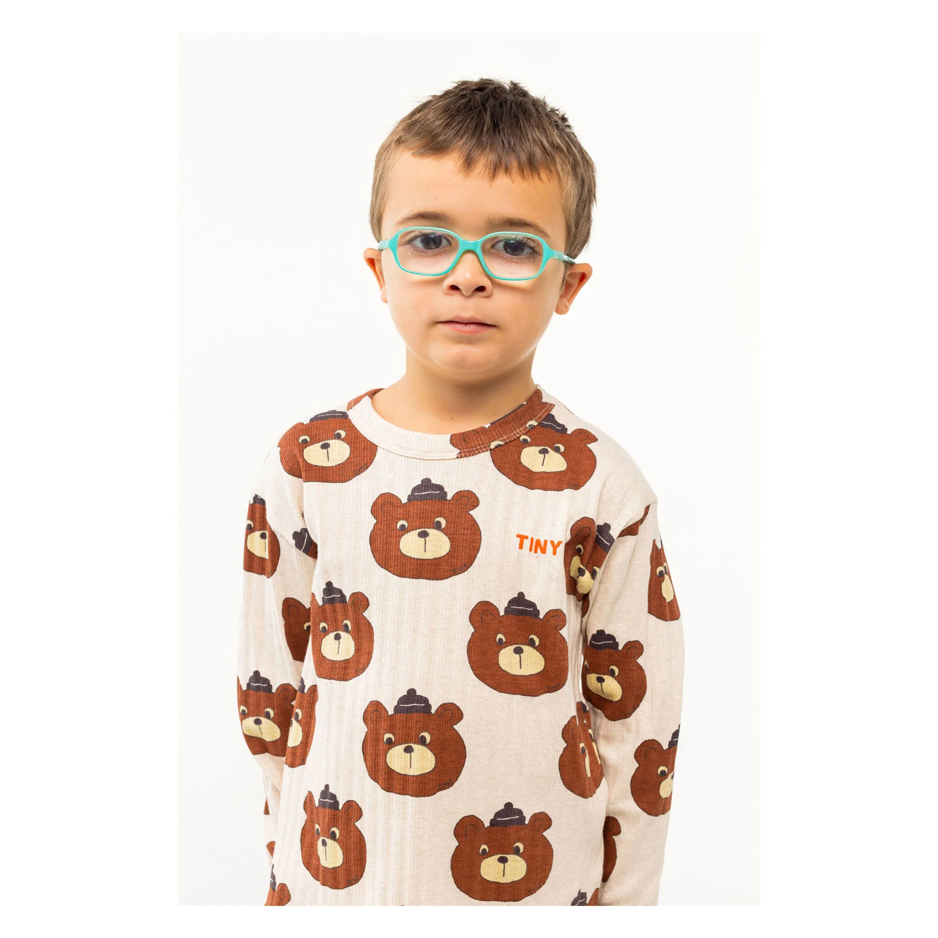 Tiny Cottons Light Cream Heather Bears Leggings - Image 3