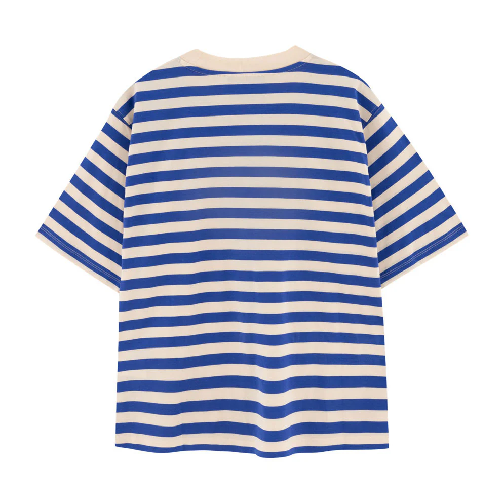 Tiny Cottons Light Cream/Ultramarine Womens Striped Relaxed Tee - Image 2