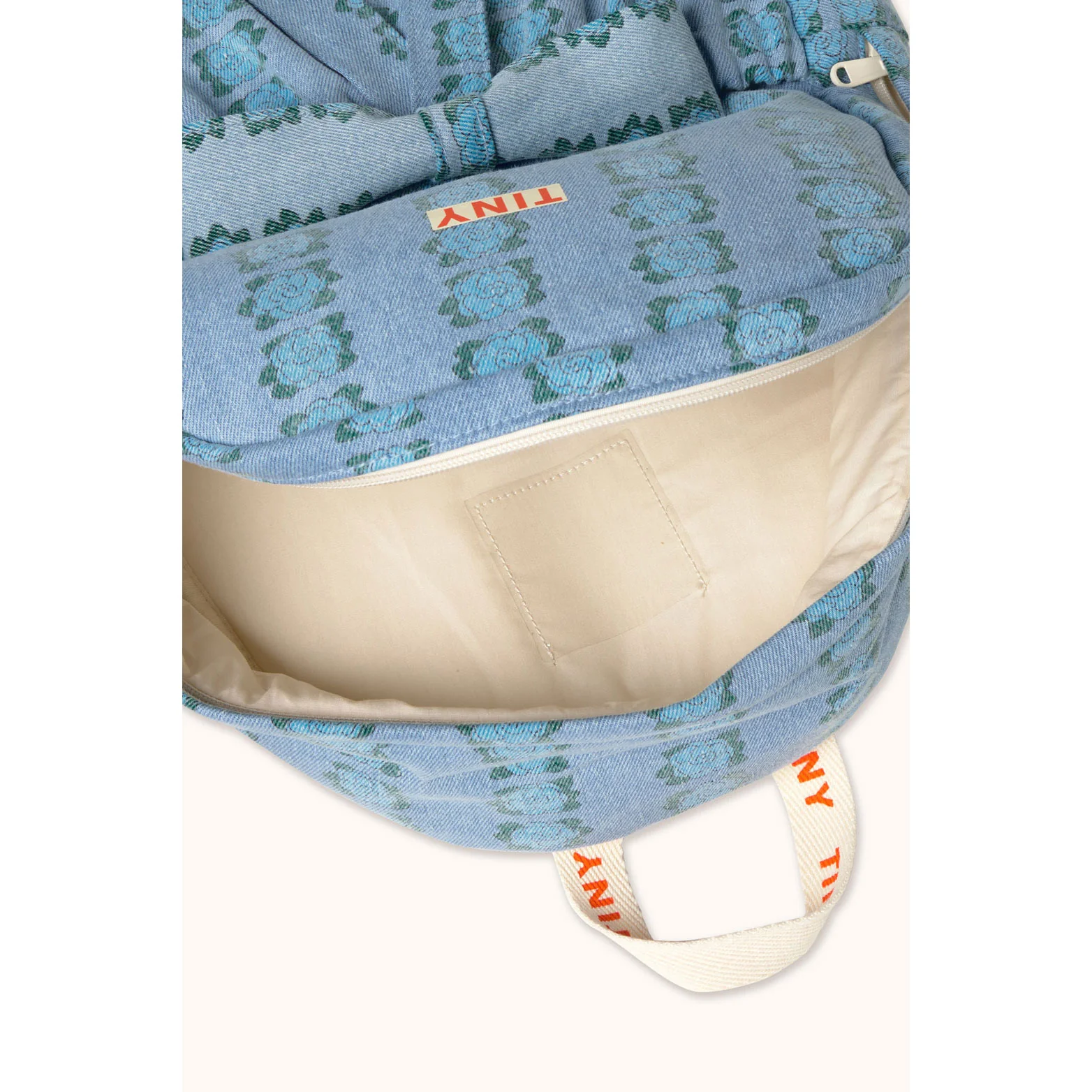 Tiny Cottons Light Wash Denim Blue Flowers Backpack - Image 3