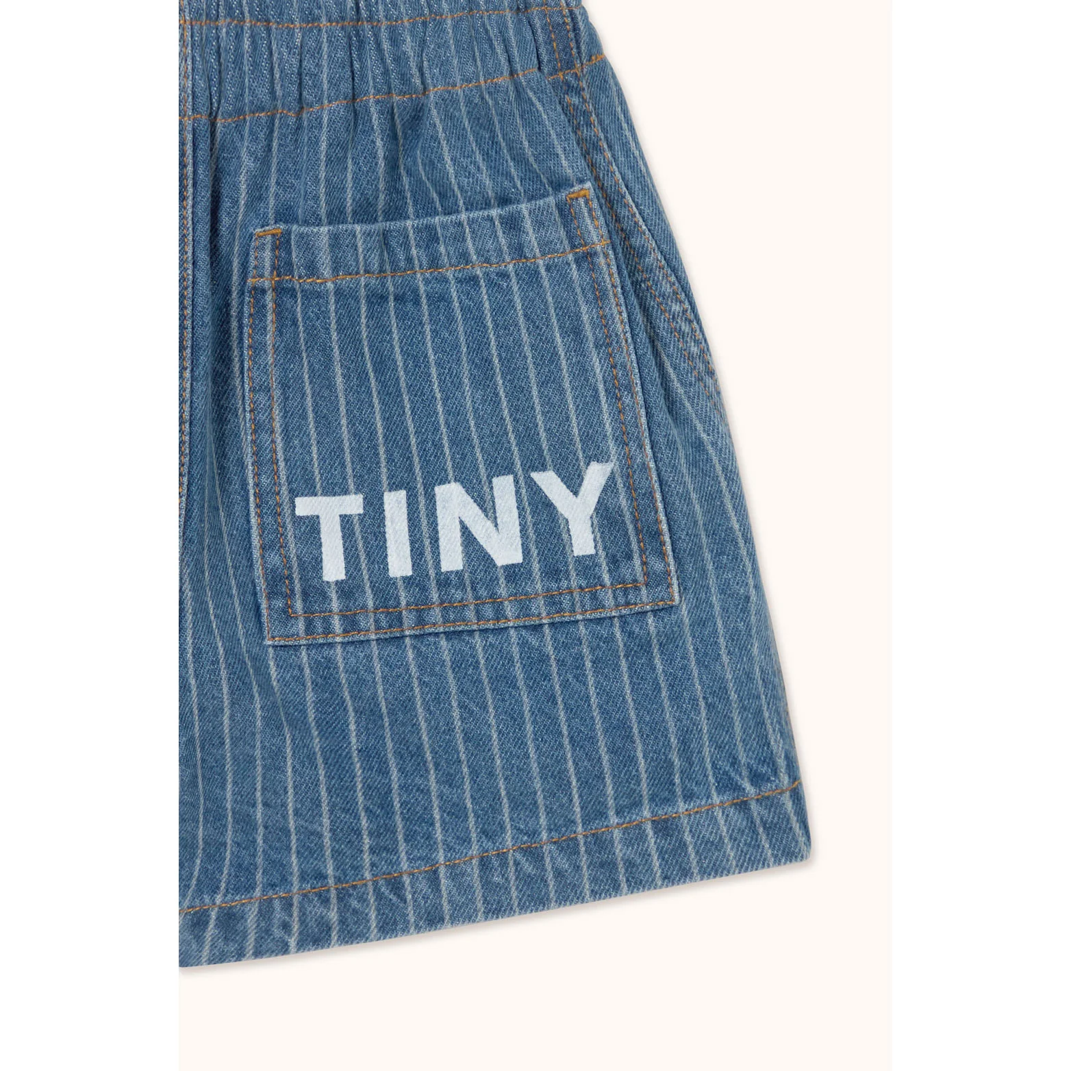 Tiny Cottons Light Wash Denim Stripes Shorts - Image 3