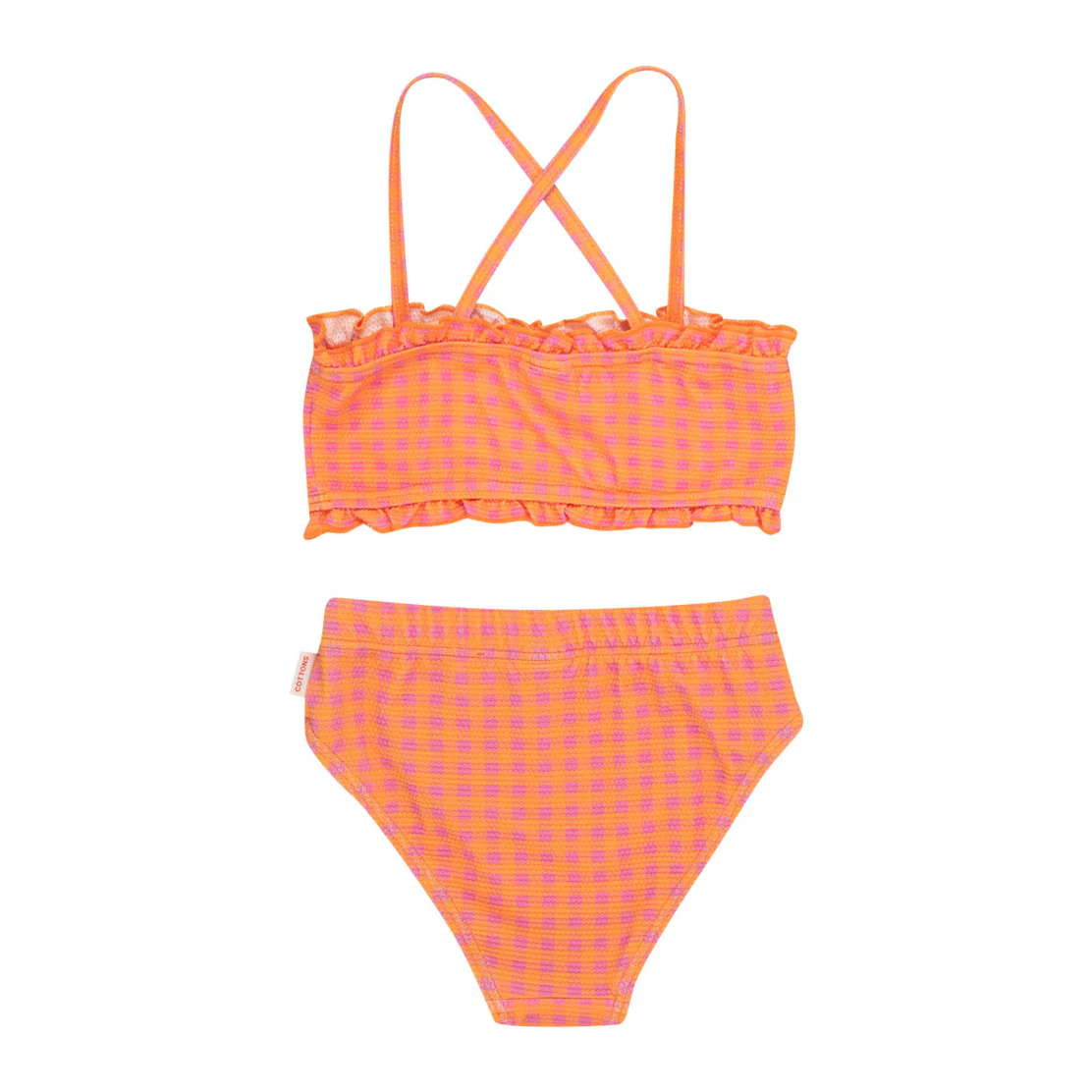 Tiny Cottons Marigold/Dark Pink Check Swim Set - Image 2