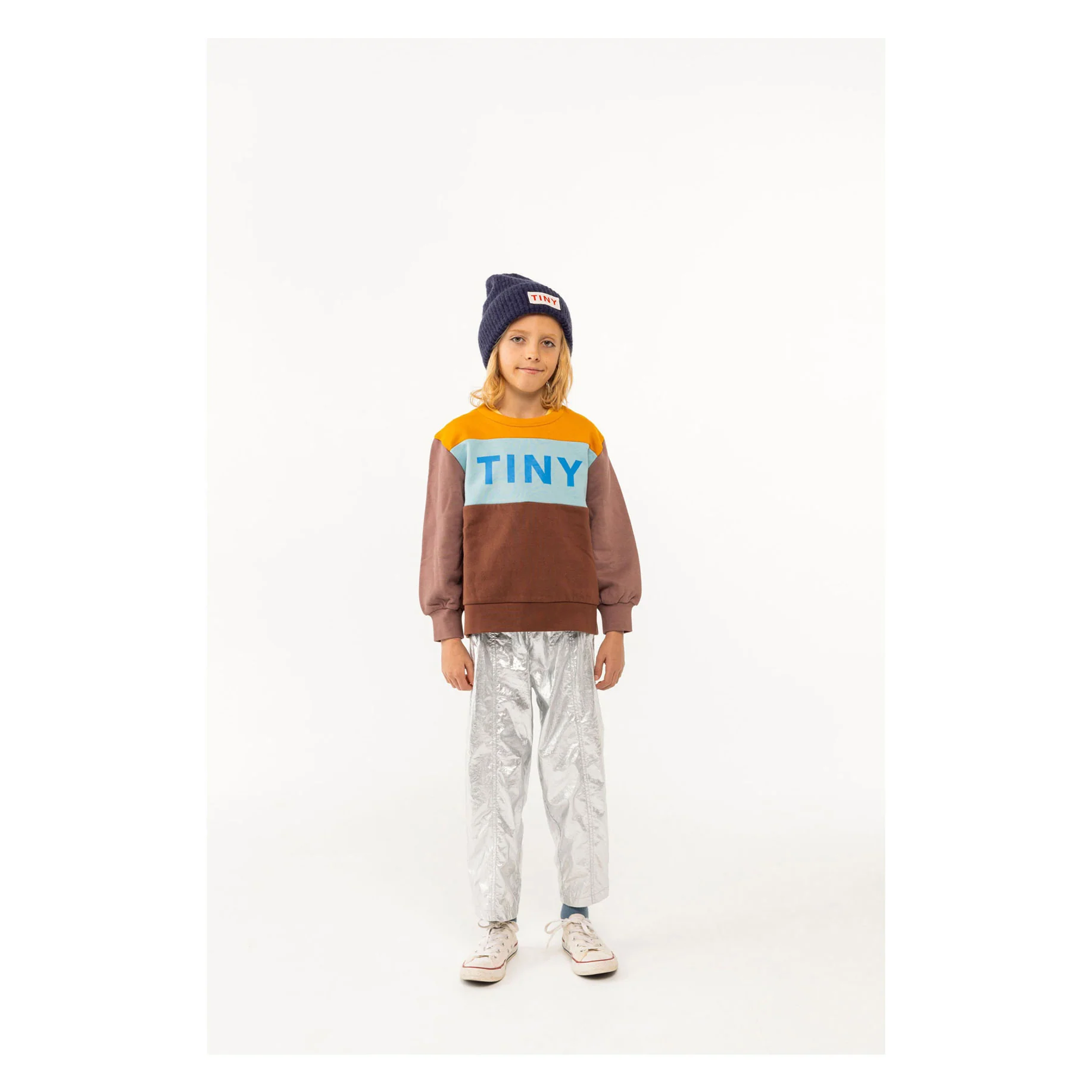 Tiny Cottons Mustard/Chocolate Colorblock Sweatshirt - Image 3