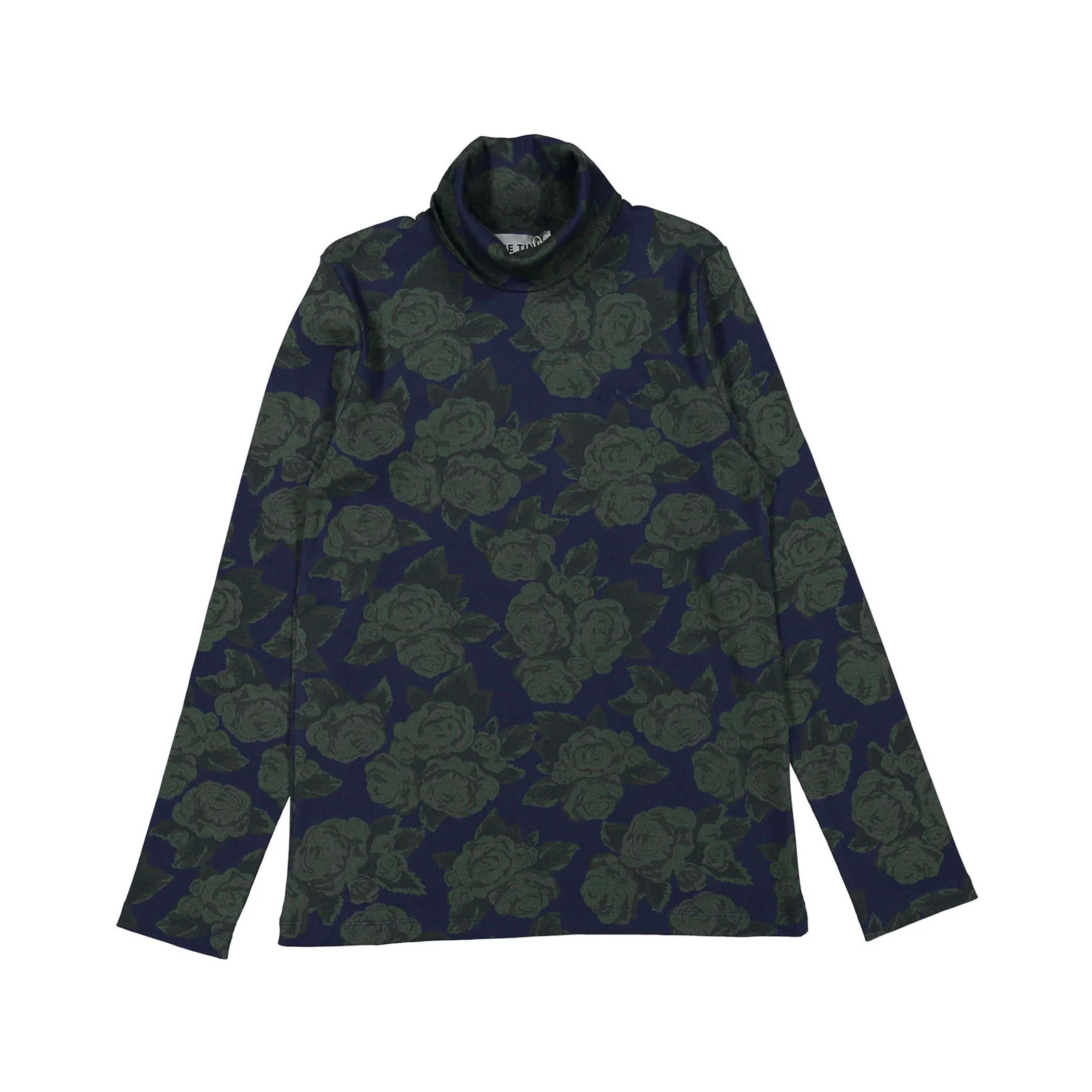 Tiny Cottons Navy Roses Womens Turtleneck