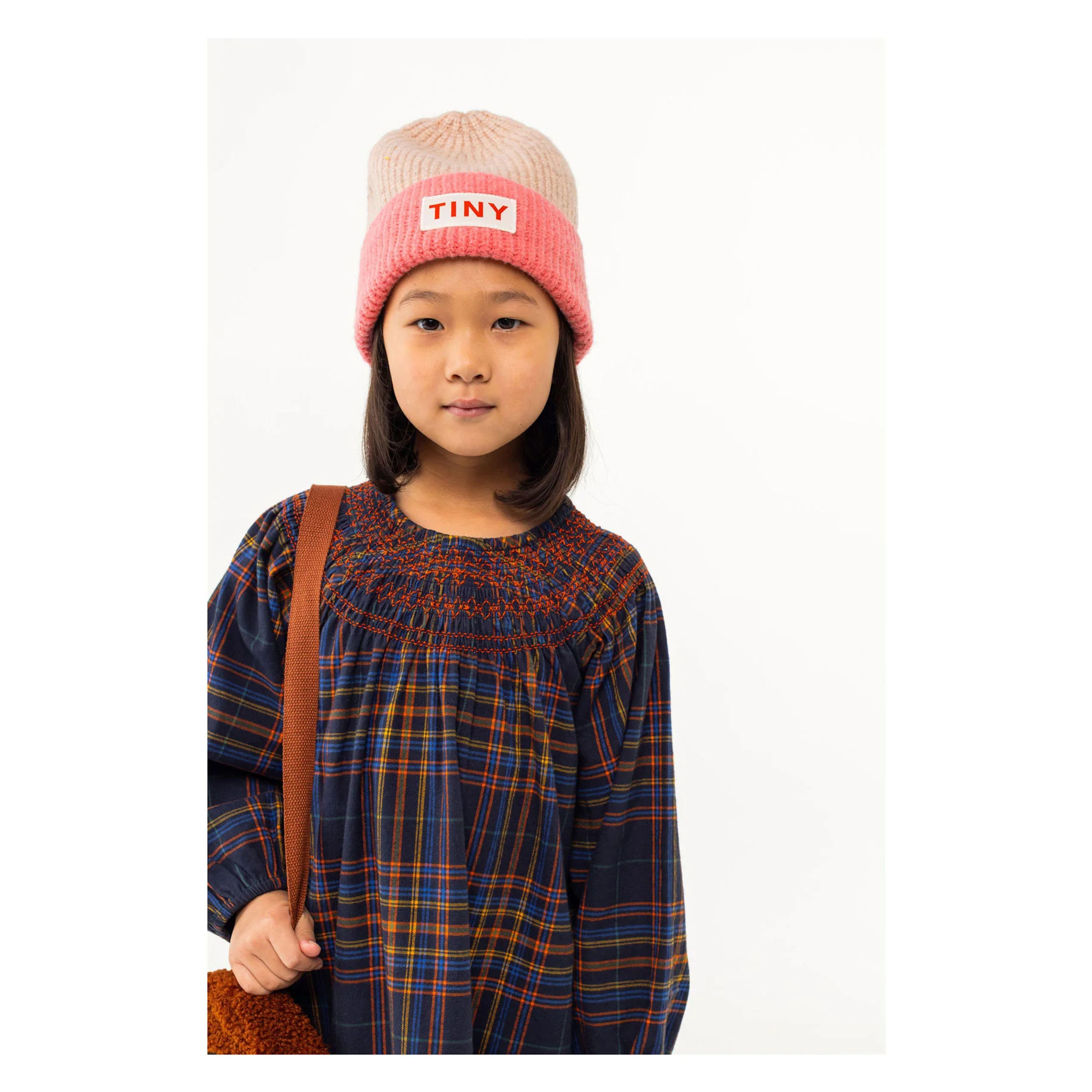 Tiny Cottons Navy Smocked Flannel Dress - Image 3