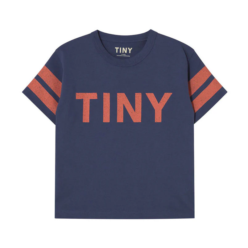 Tiny Cottons Navy Stripes Logo Tee