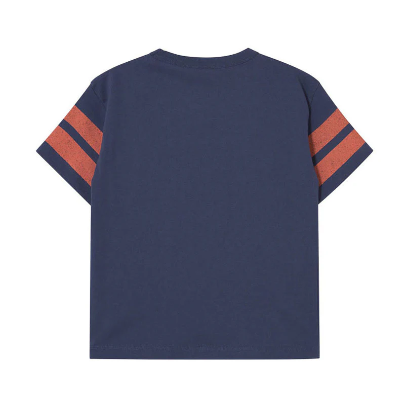 Tiny Cottons Navy Stripes Logo Tee - Image 2