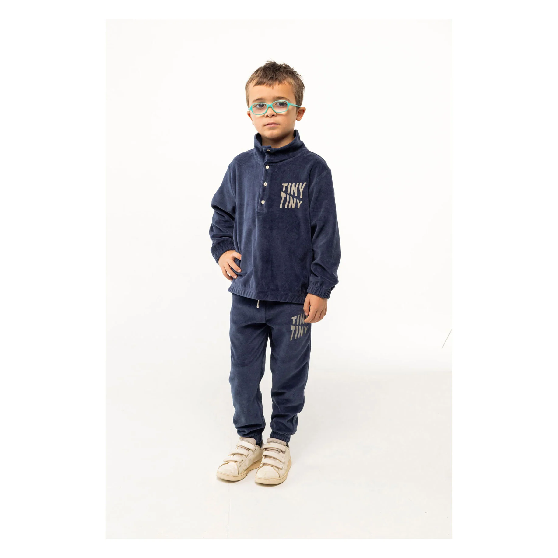 Tiny Cottons Navy Tiny Waves Mockneck Sweatshirt - Image 2