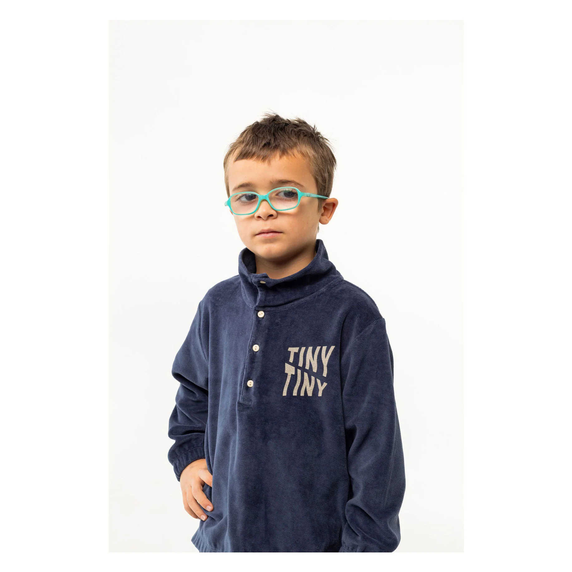 Tiny Cottons Navy Tiny Waves Mockneck Sweatshirt - Image 3
