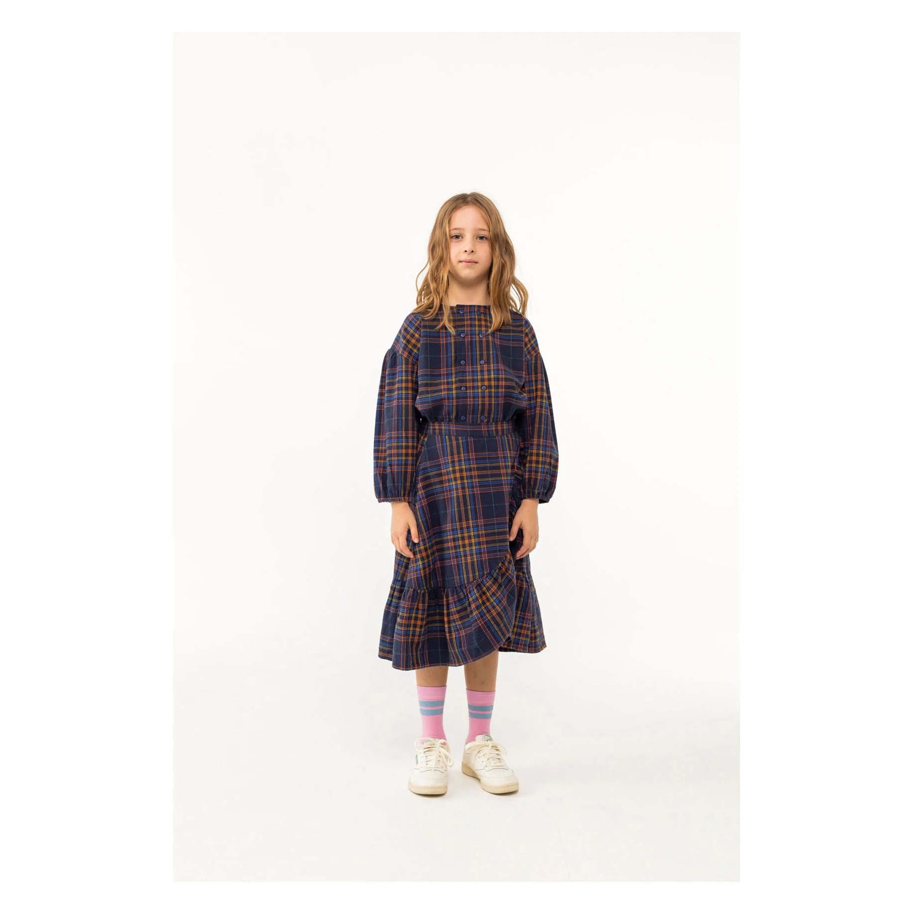 Tiny Cottons Navy Wrap Flannel Skirt - Image 2