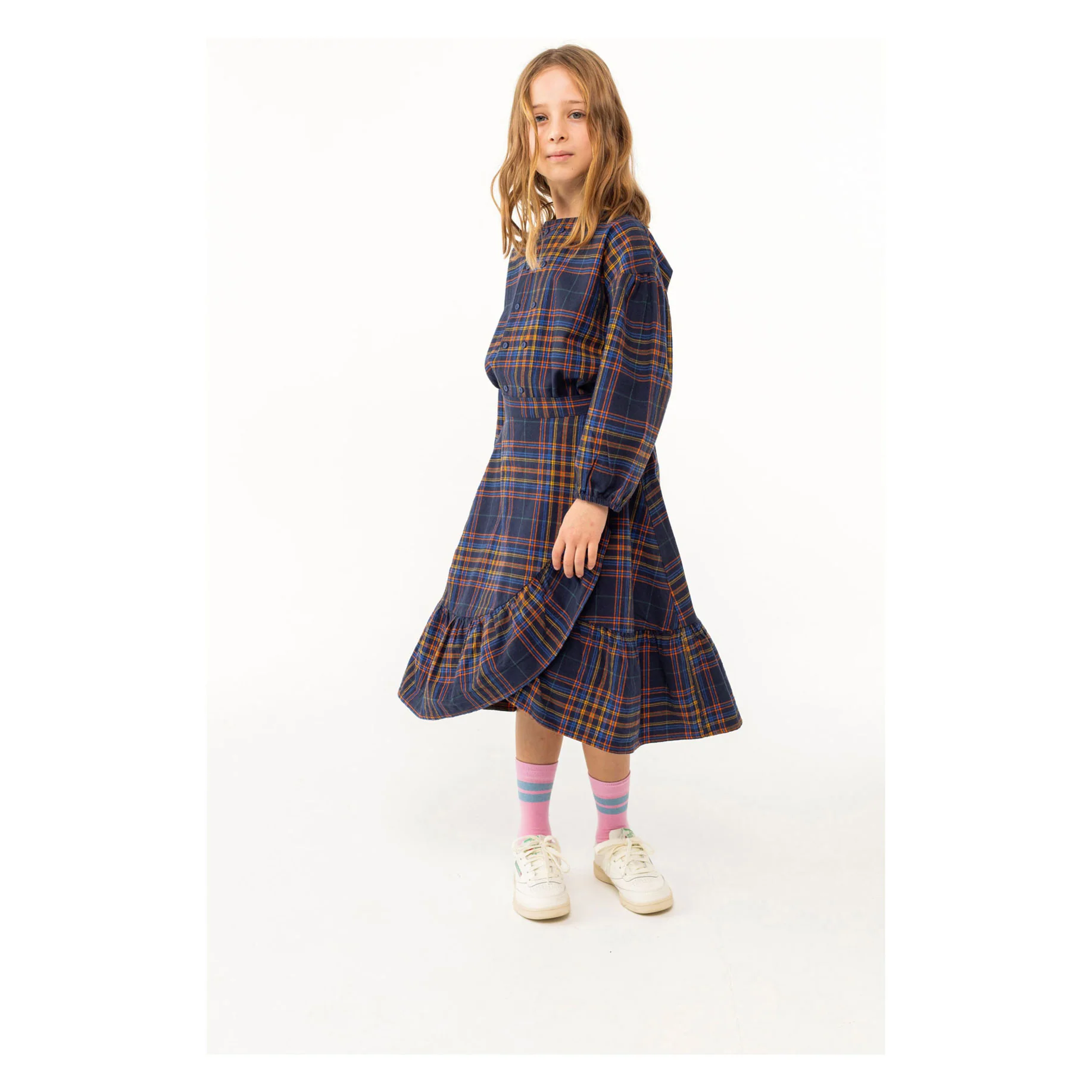 Tiny Cottons Navy Wrap Flannel Skirt - Image 3