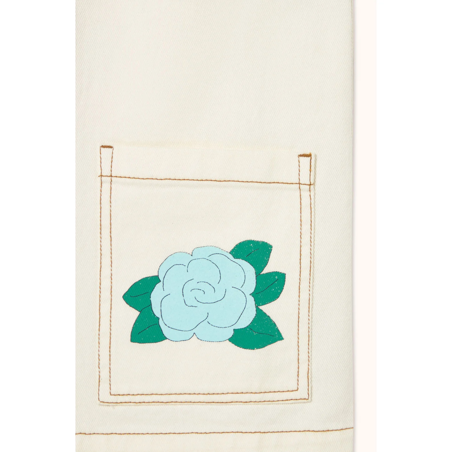 Tiny Cottons Off-White/Blue Flower Print Dress - Image 3