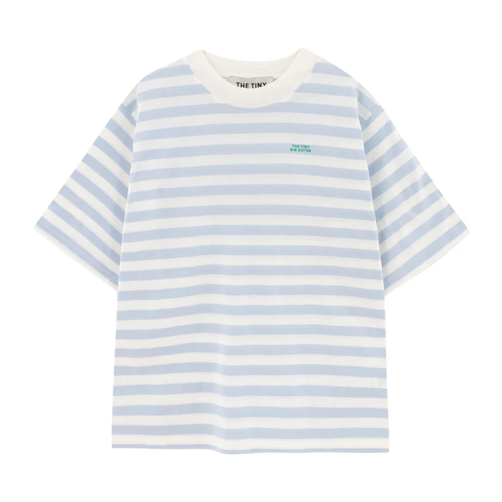 Tiny Cottons Off-White/Blue-Grey Womens Striped Relaxed Tee
