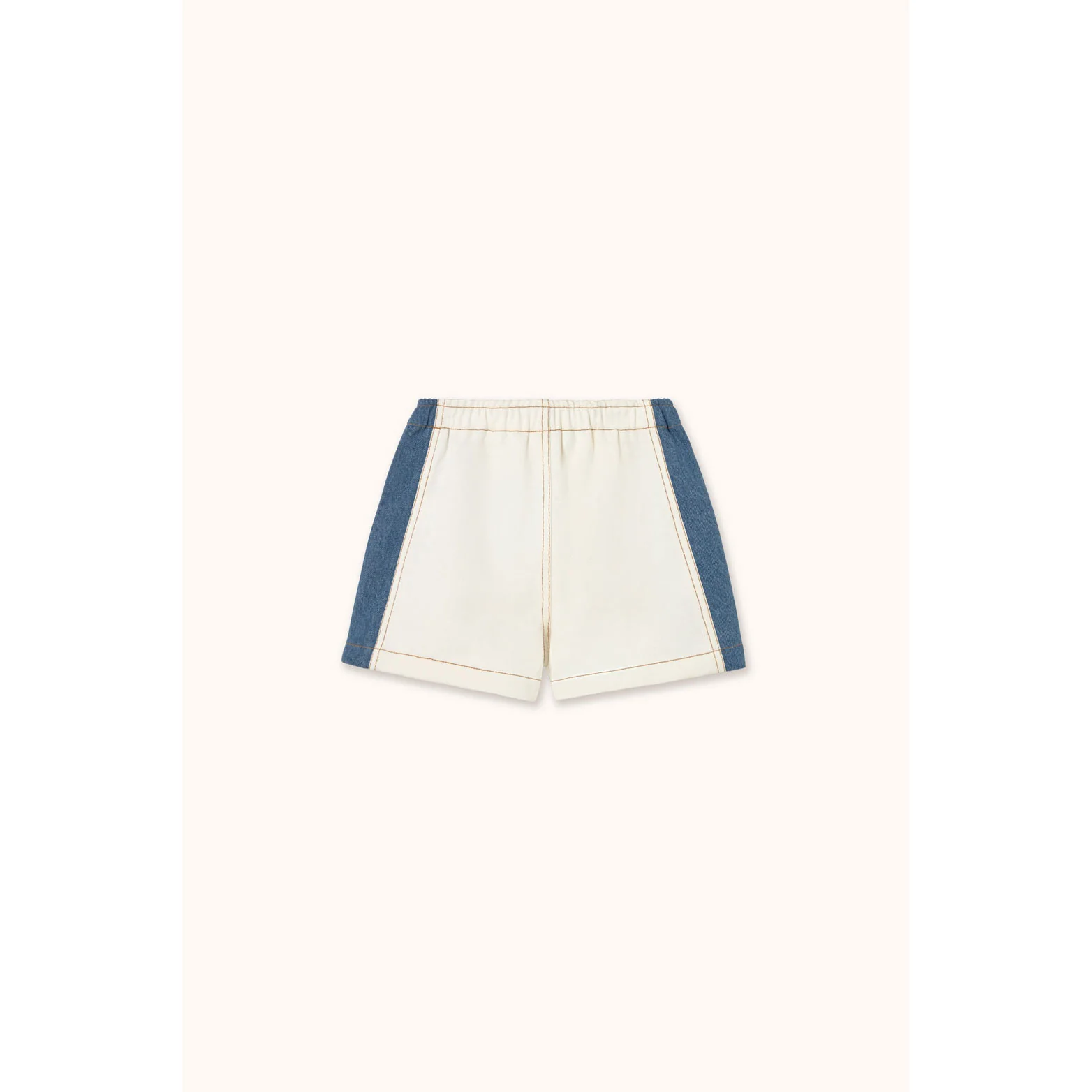 Tiny Cottons Off-White Color Block Denim Short - Image 2