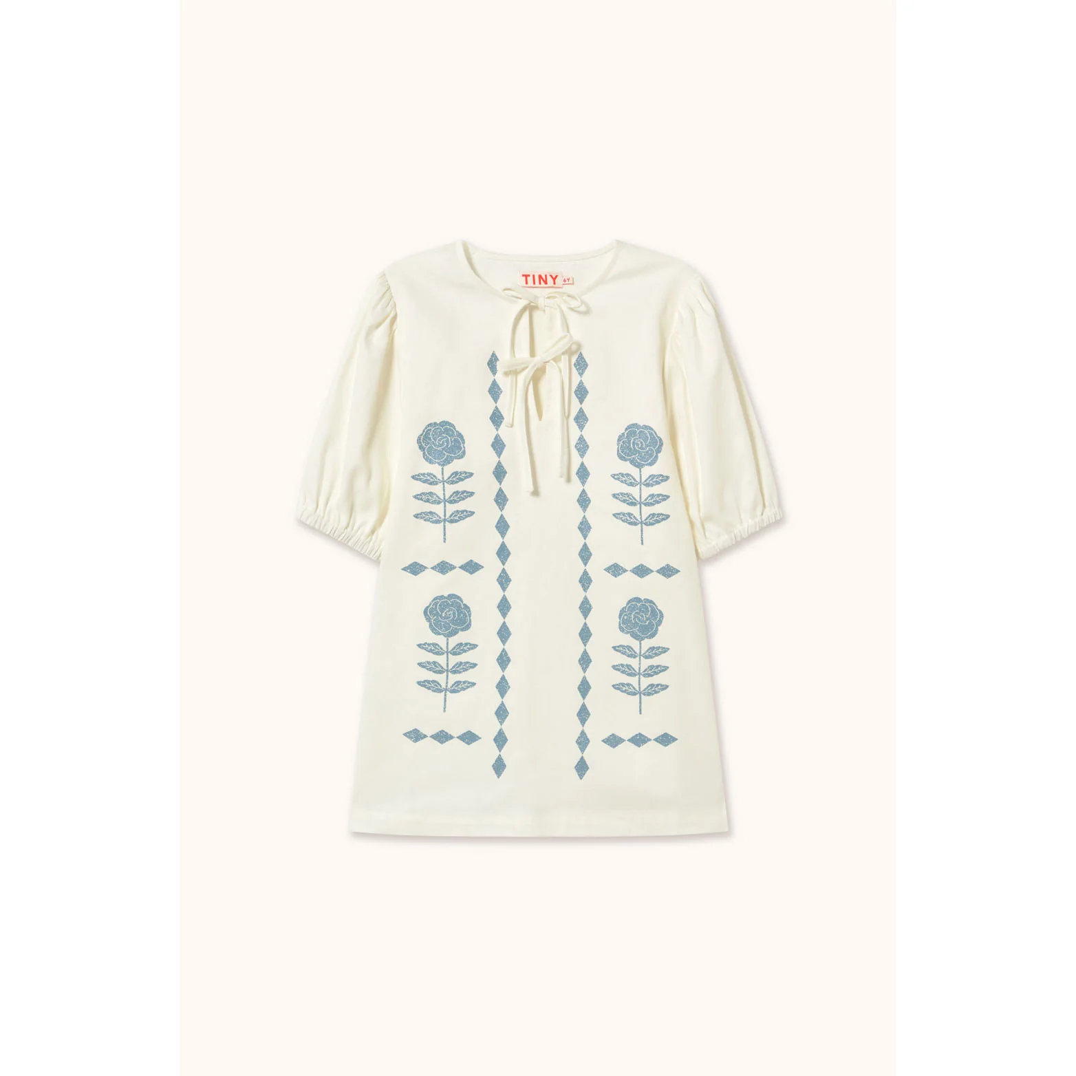 Tiny Cottons Off-White Flower Pattern Dress