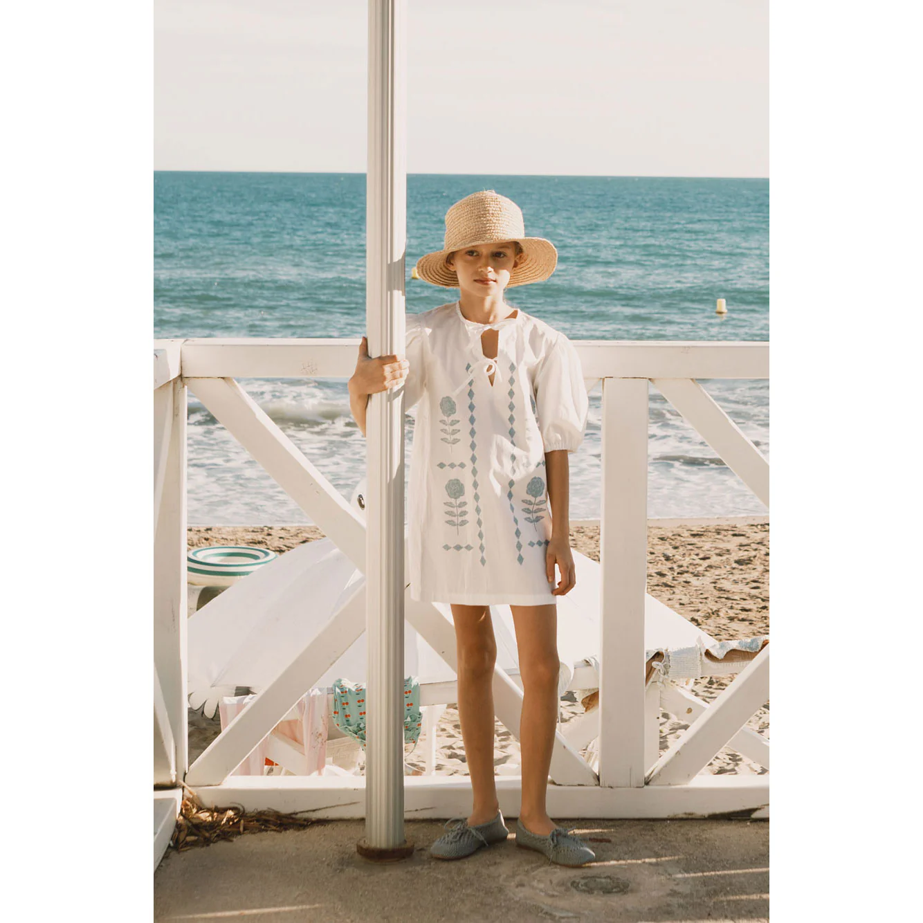 Tiny Cottons Off-White Flower Pattern Dress - Image 2