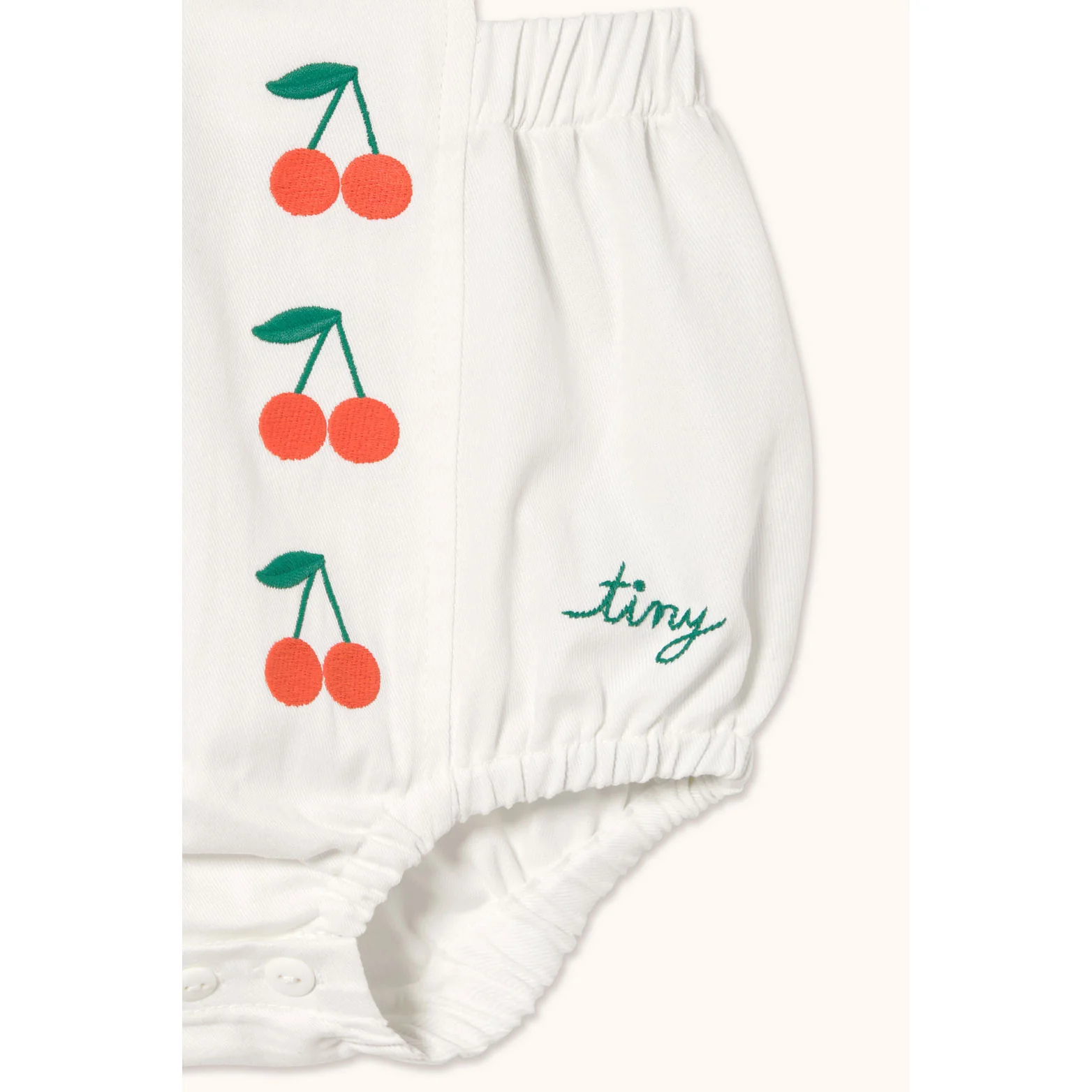 Tiny Cottons Off-White Mini Cherries Twill Bodysuit - Image 3