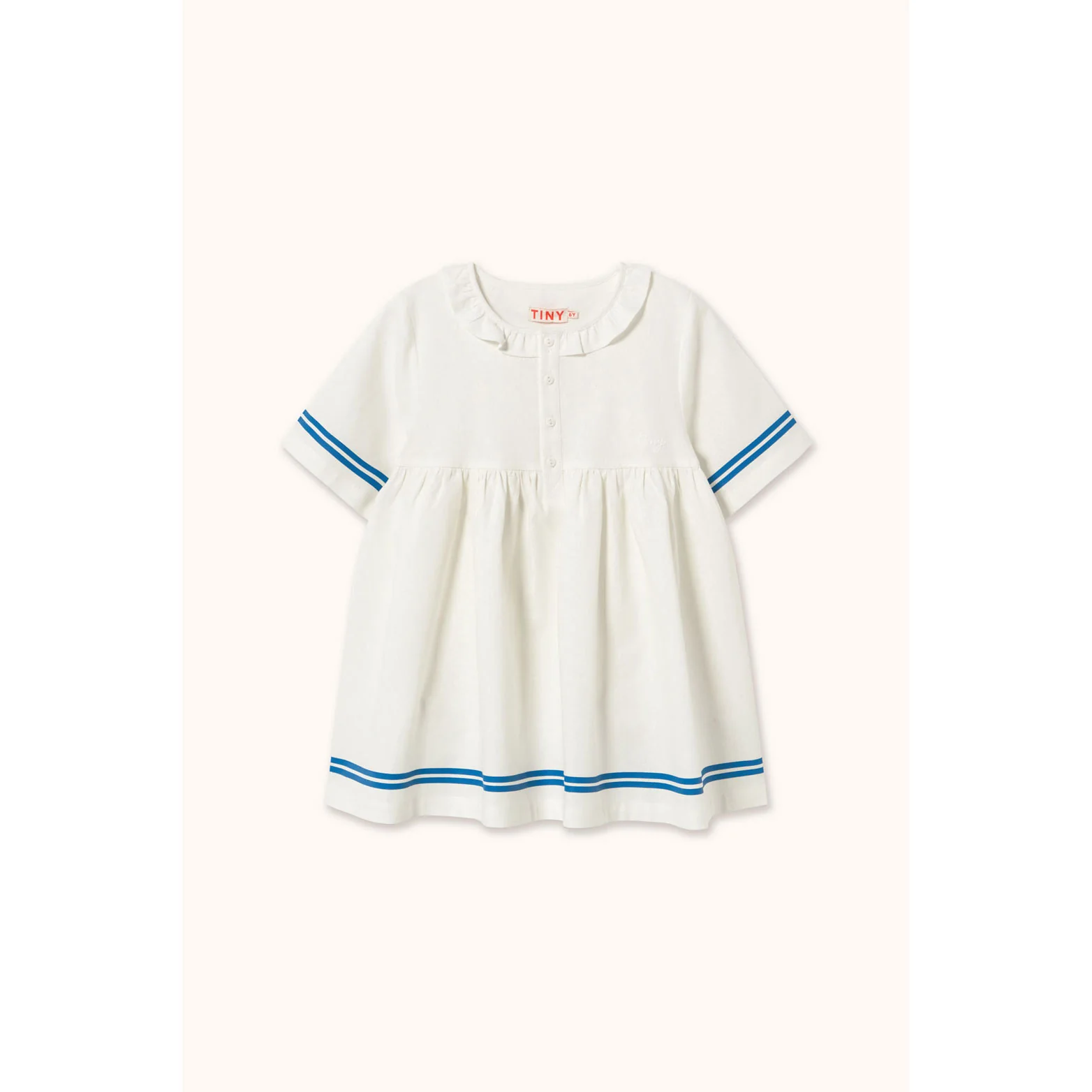 Tiny Cottons Off-White Stripes Frilled Dress