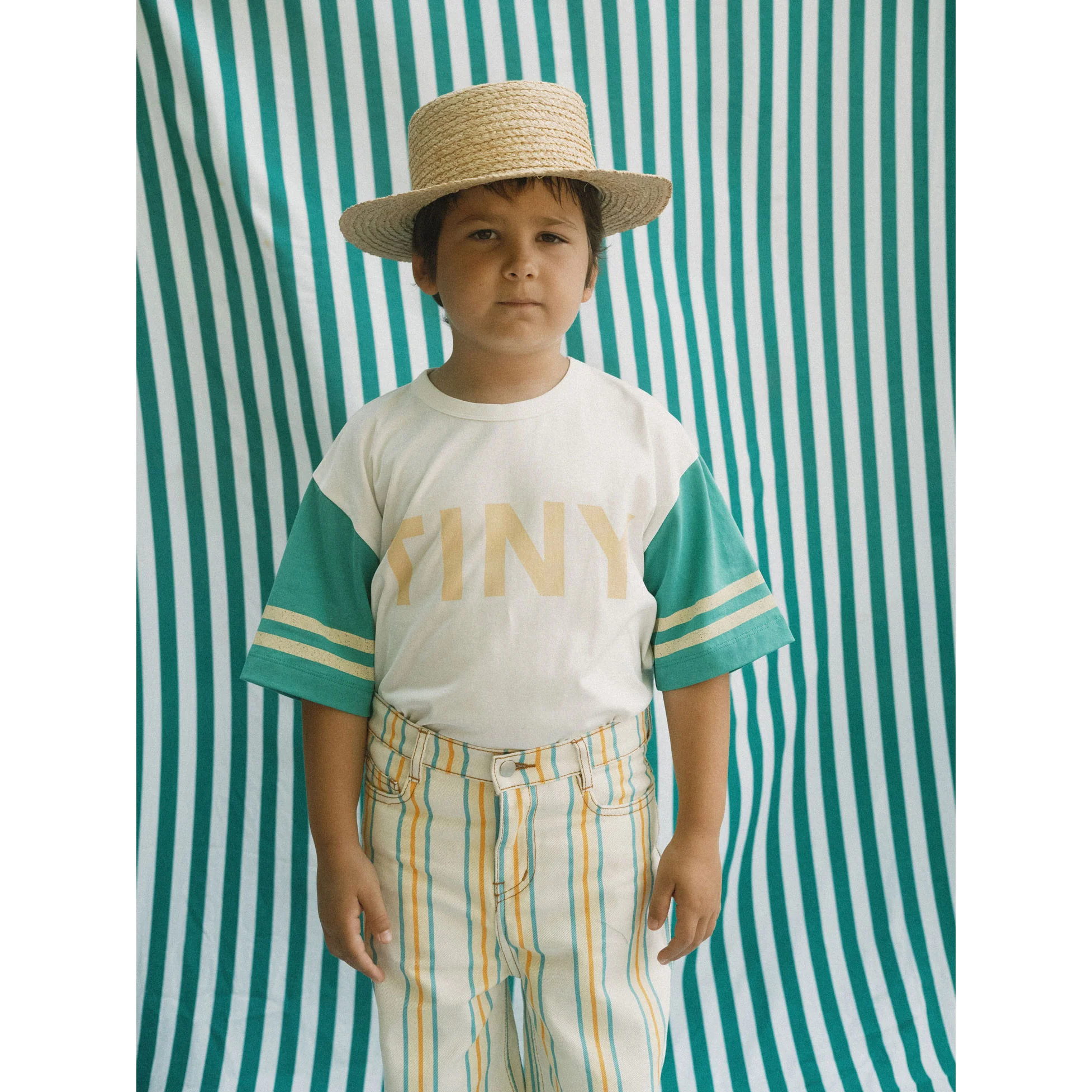 Tiny Cottons Off-White Stripes Logo Tee - Image 2