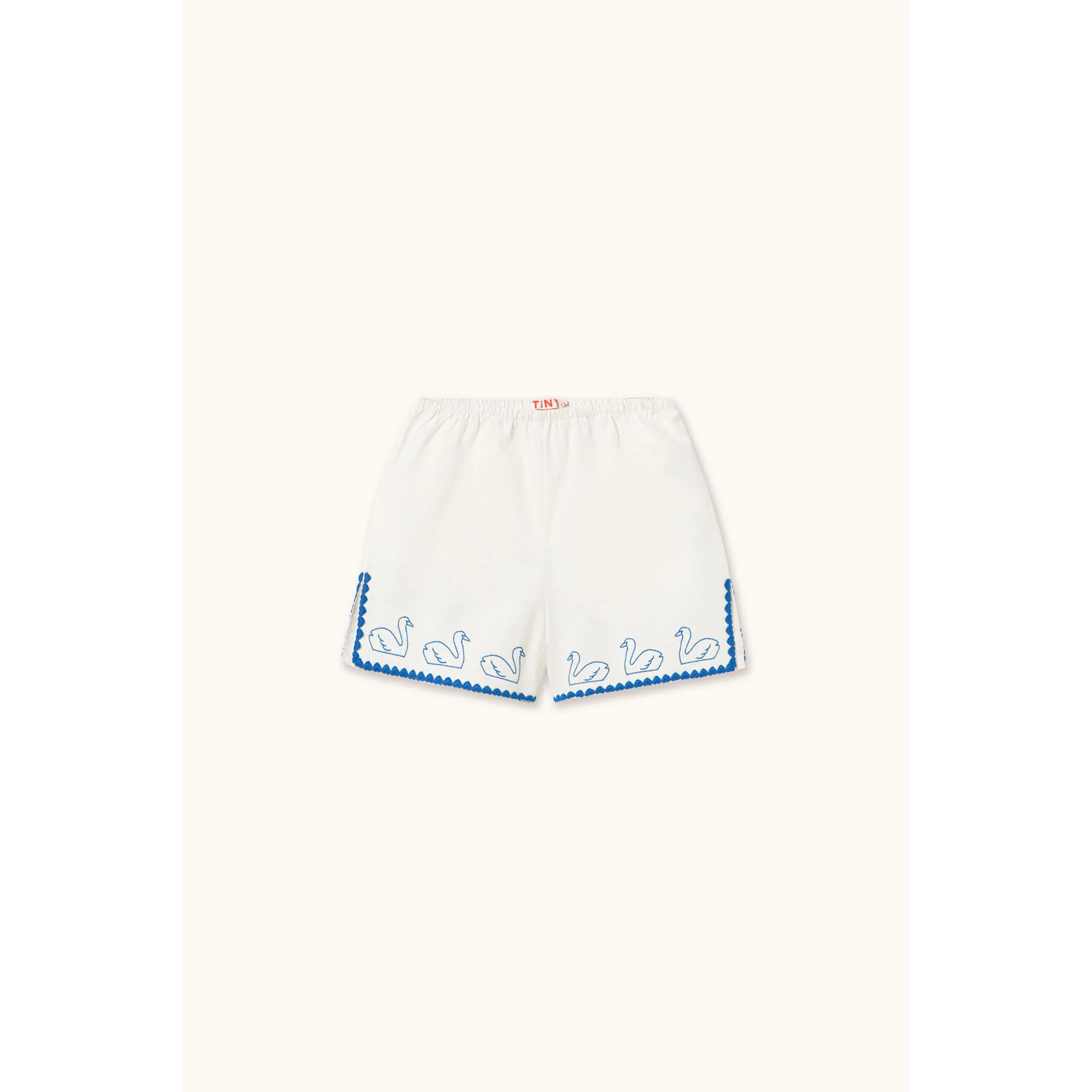 Tiny Cottons Off-White Swans Linen Shorts