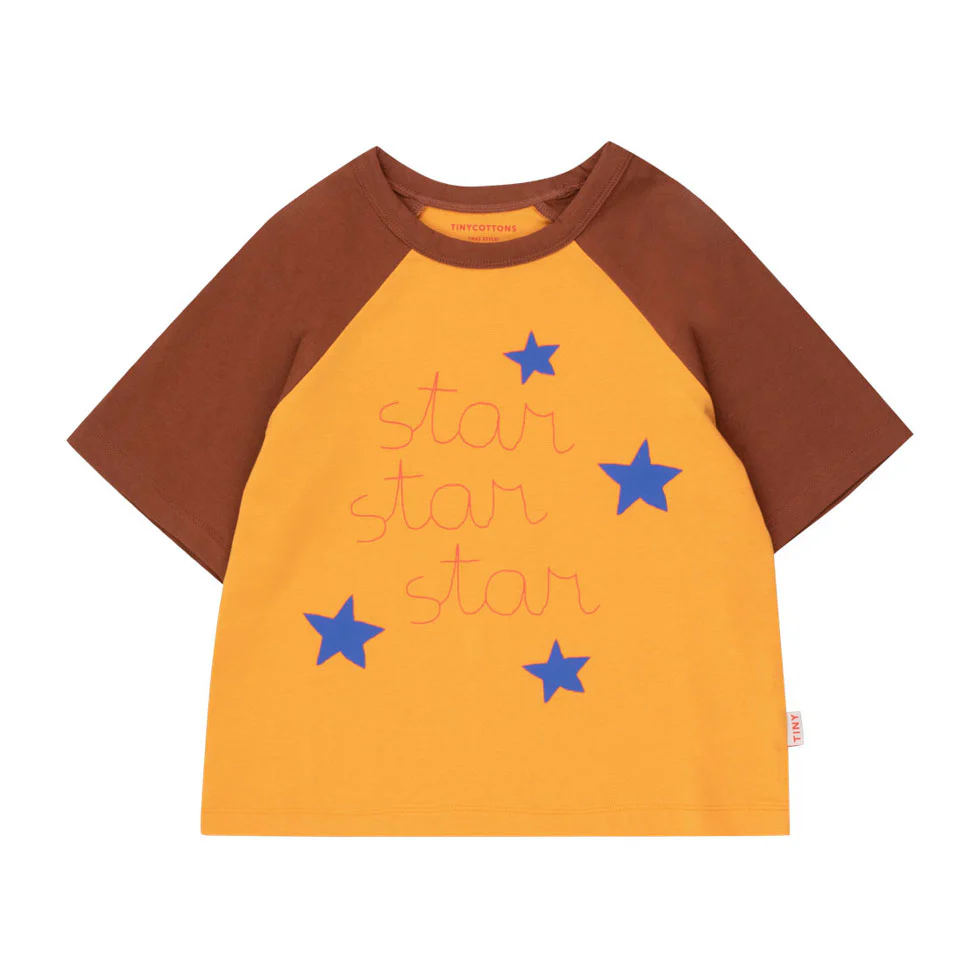 Tiny Cottons Orange/Dark Brown Star Tee