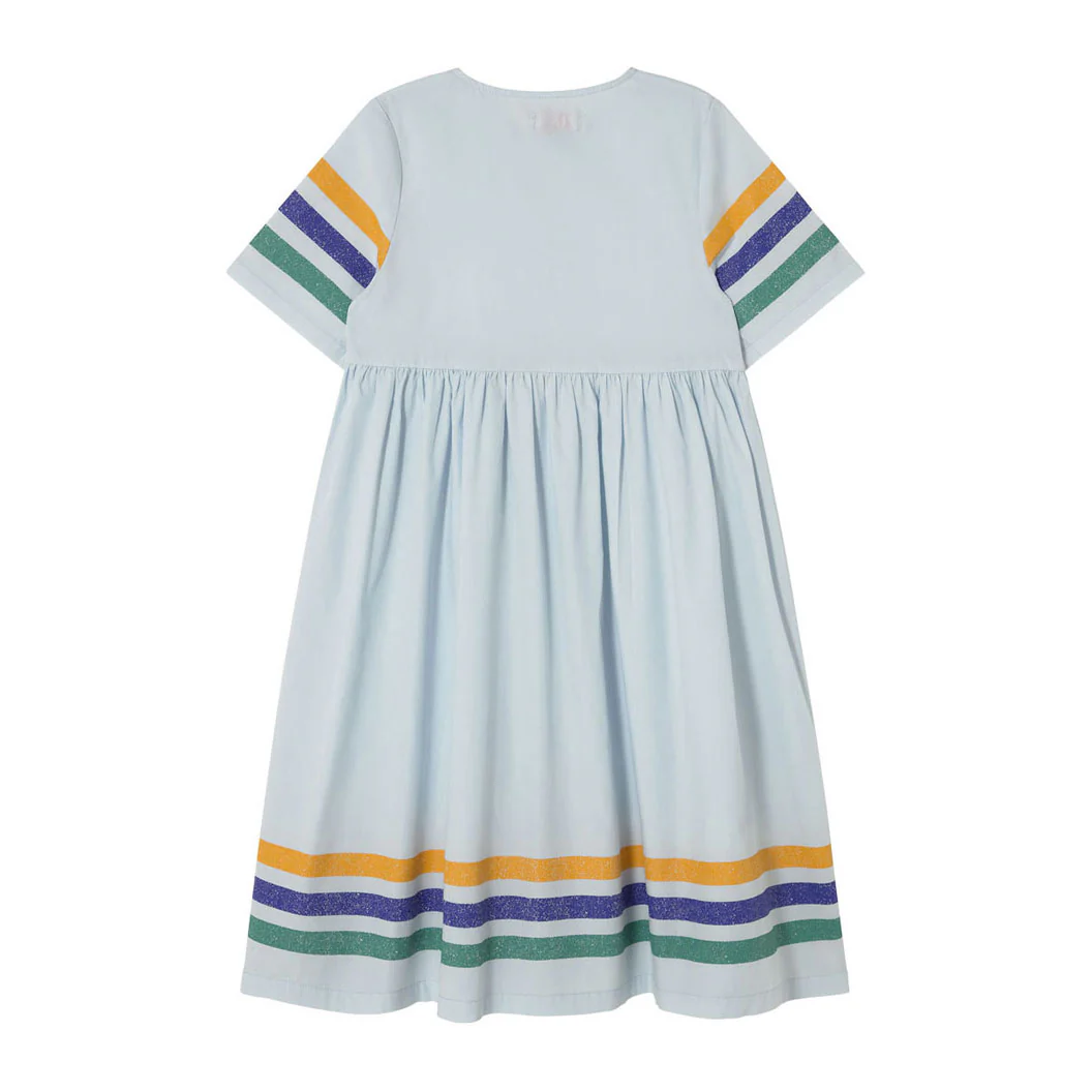 Tiny Cottons Pastel Blue Stripes Multicolor Dress - Image 2