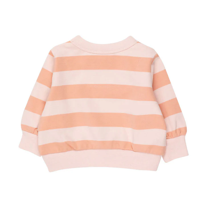 Tiny Cottons Pastel Pink/Papaya Stripes Baby Sweatshirt - Image 2