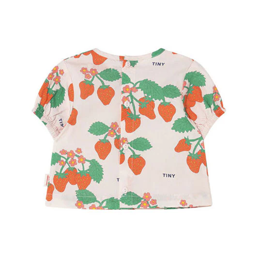 Tiny Cottons Pastel Pink Strawberries Baby Shirt - Image 2