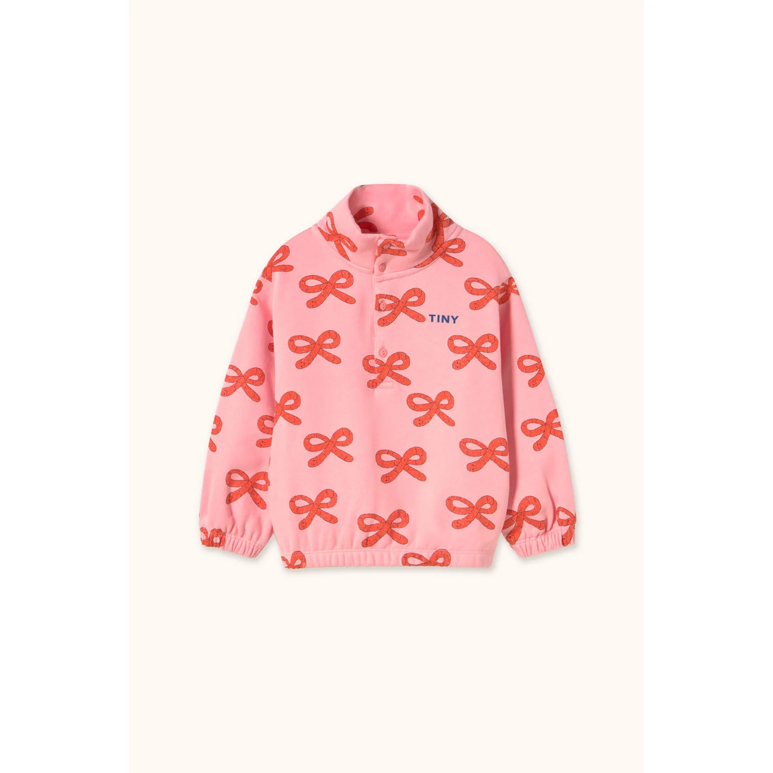 Tiny Cottons Pink Worms Mockneck Sweatshirt