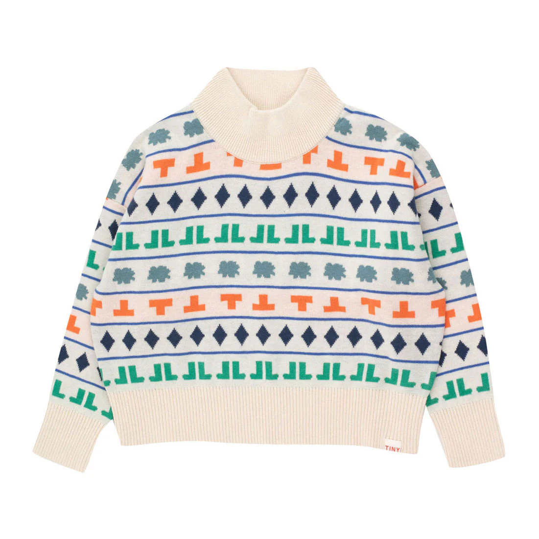 Tiny Cottons Vanilla Diamond Mockneck Sweater