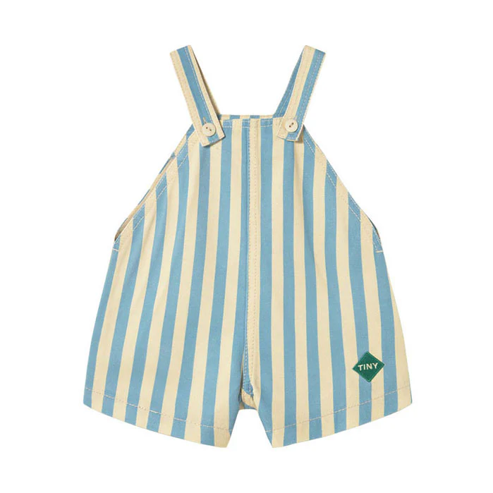 Tiny Cottons Vanilla/Warm Blue Stripes Short Dungaree