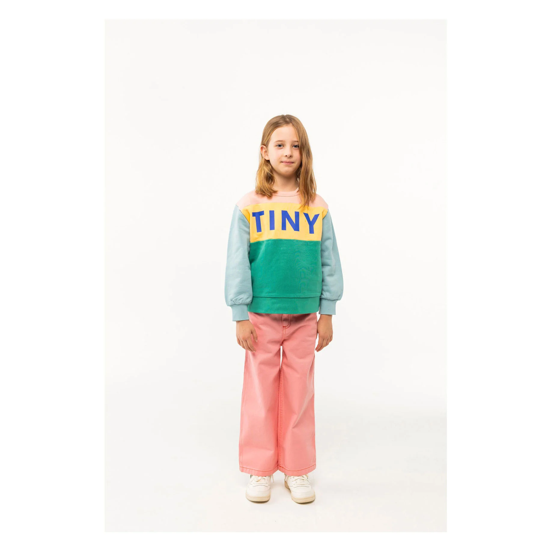 Tiny Cottons Wild Rose/Emerald Colorblock Sweatshirt - Image 2
