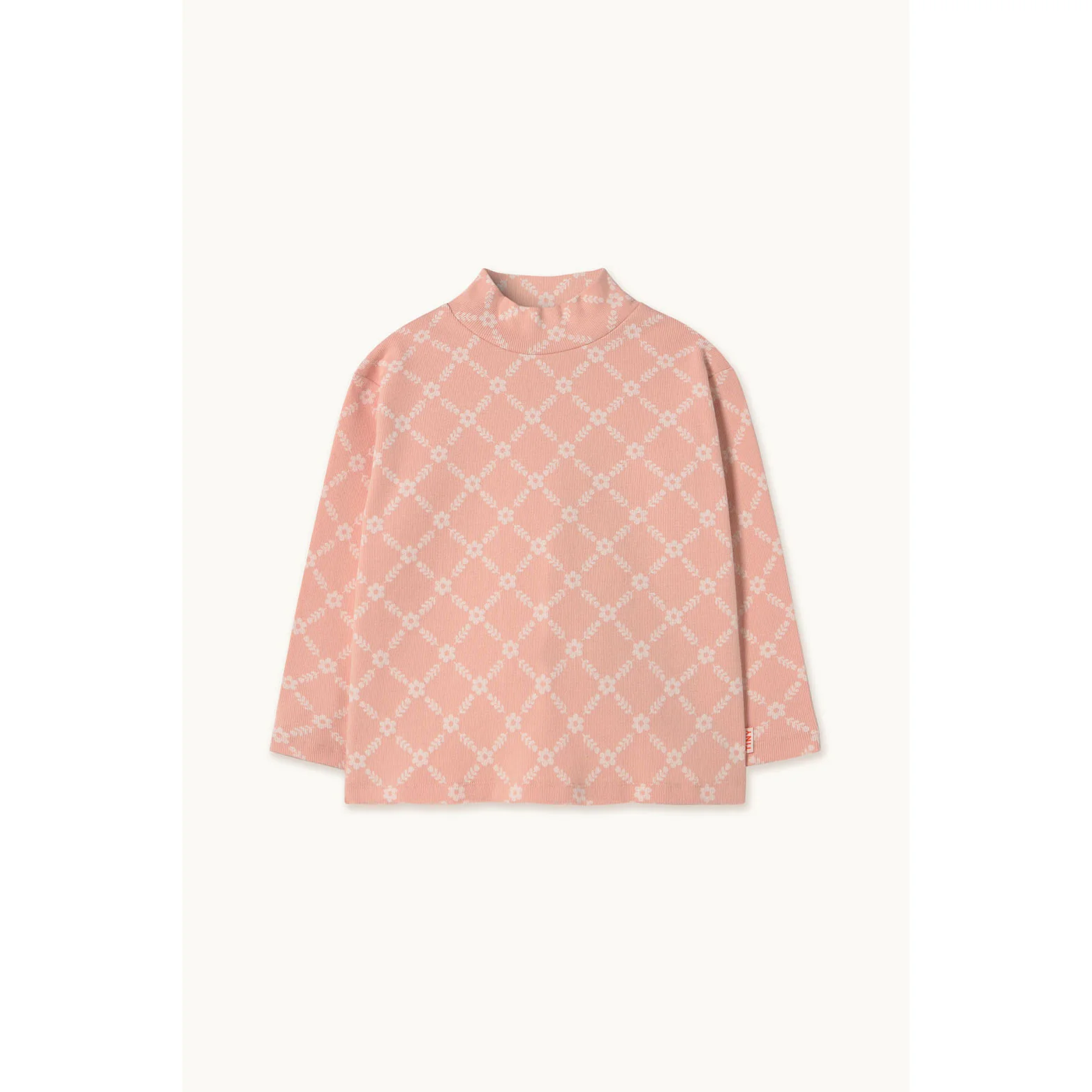 Tiny Cottons Wild Rose Flower Grid Rib Mockneck