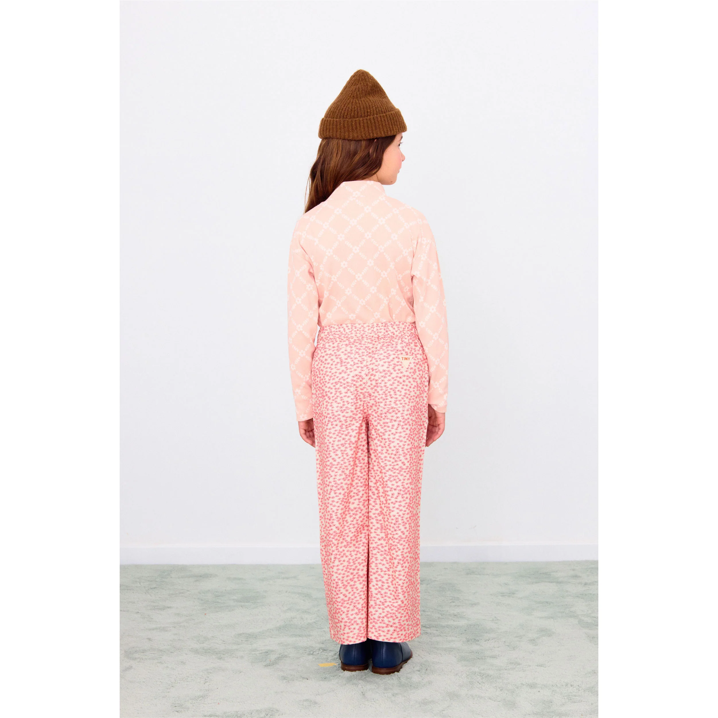 Tiny Cottons Wild Rose Flower Grid Rib Mockneck - Image 4