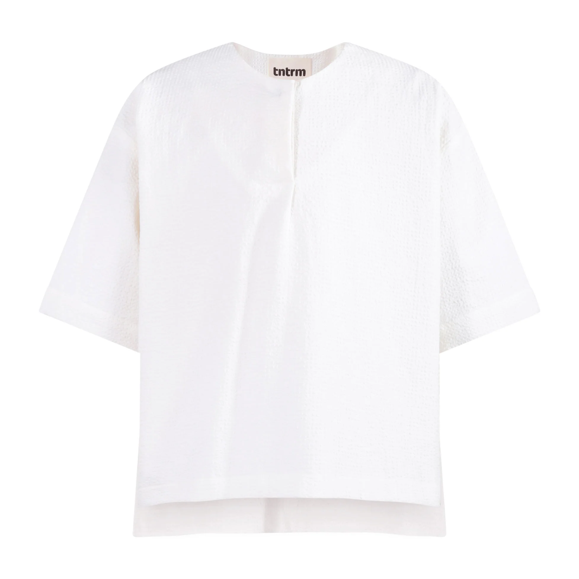 tntrm White Seersucker Woven T-Shirt