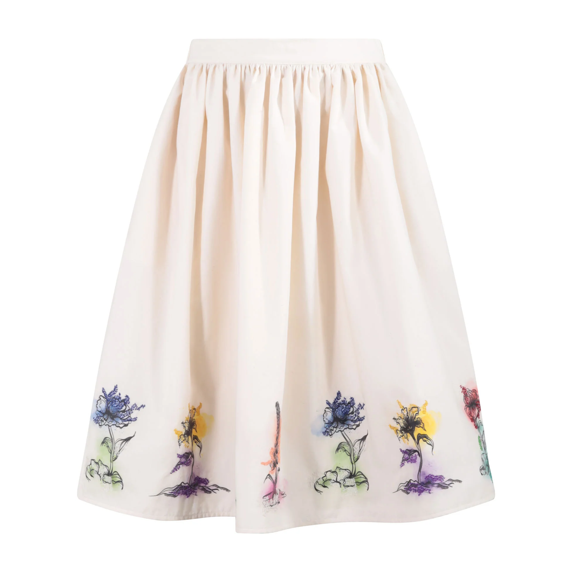 tntrm White With Floral Gathered Skirt