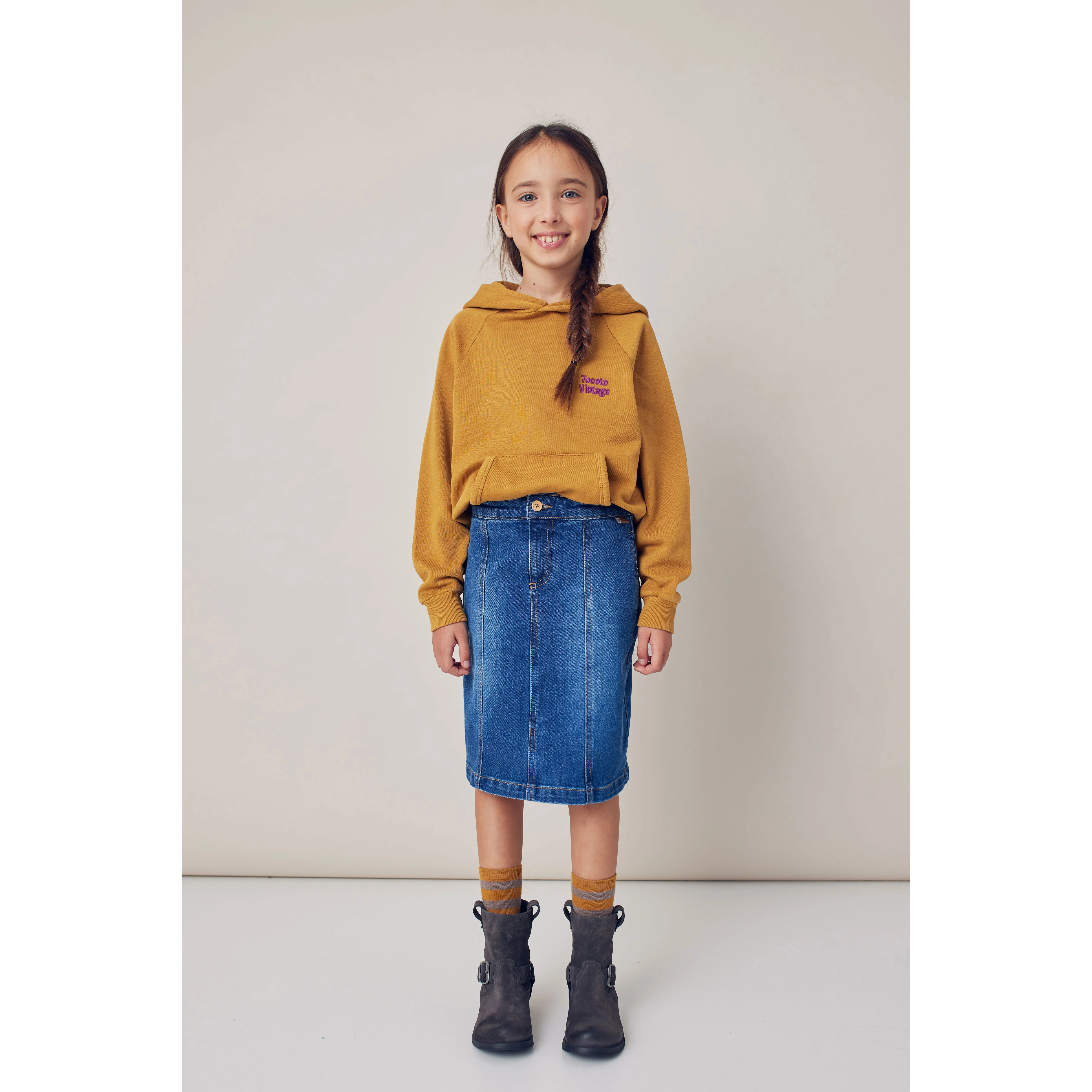 Tocoto Vintage Blue Denim Long Skirt - Image 2