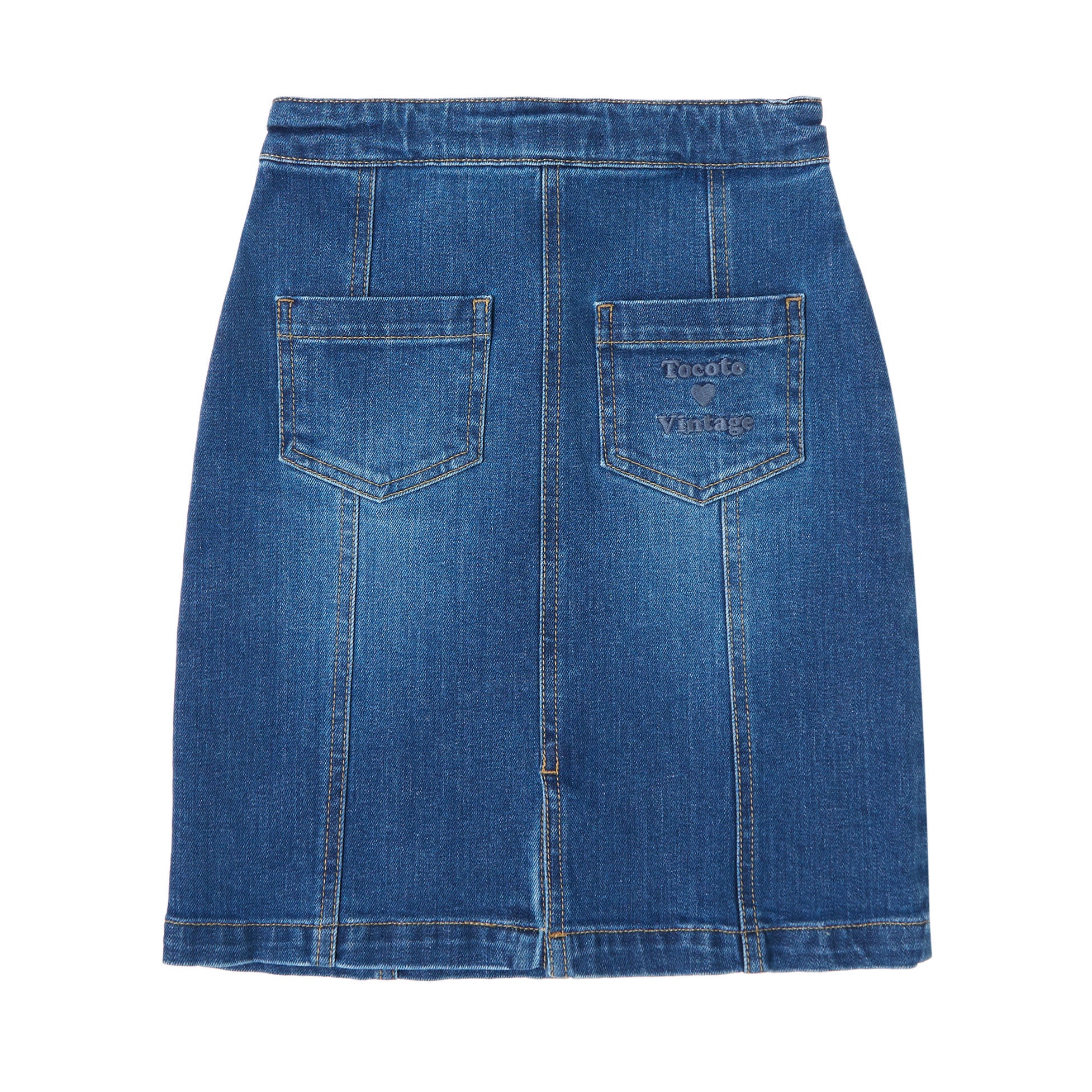 Tocoto Vintage Blue Denim Long Skirt - Image 3