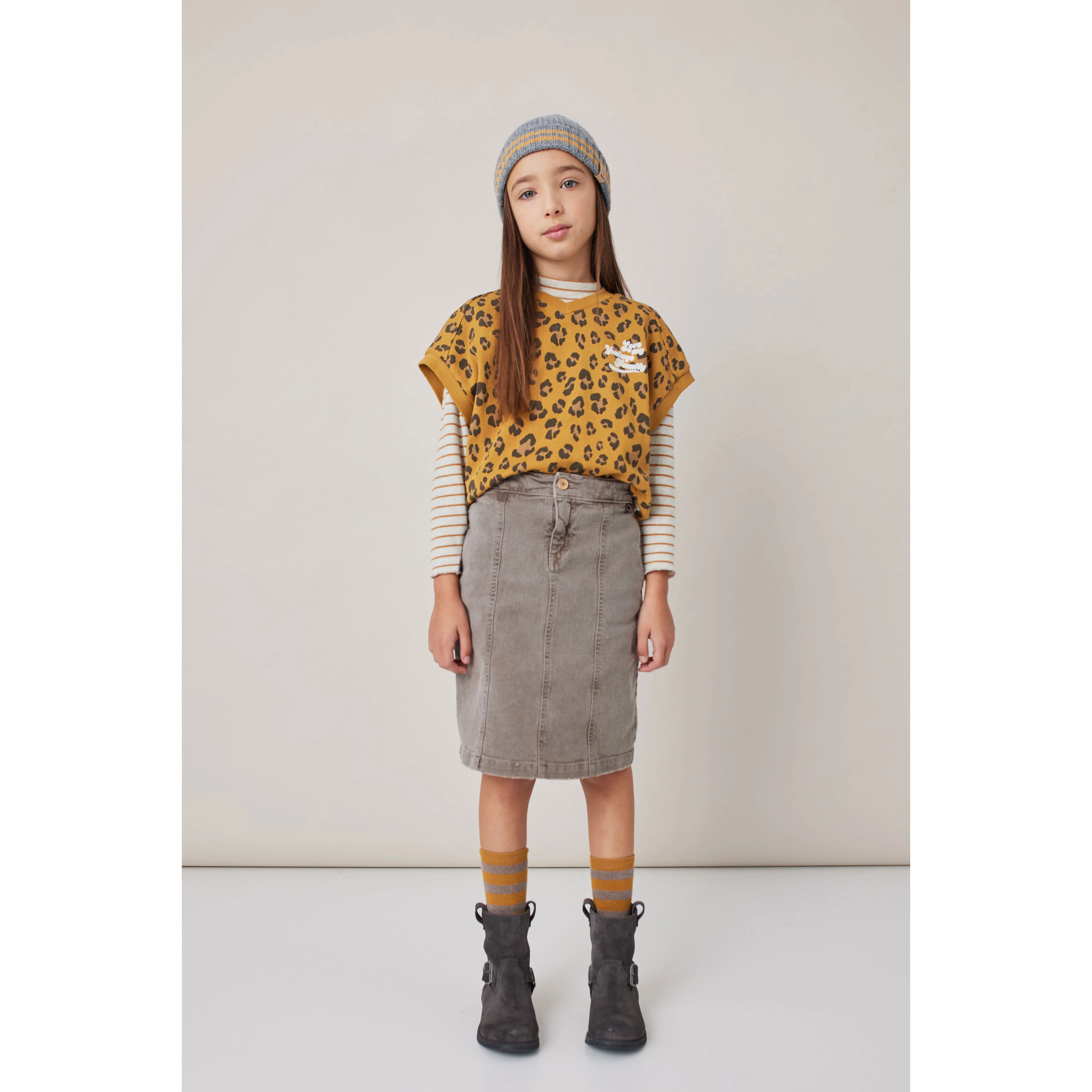 Tocoto Vintage Brown Denim Long  Skirt - Image 2